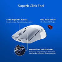 ماوس ألعاب لاسلكي اتصال ثلاثي الأوضاع Asus ROG Keris Wireless AimPoint Gaming Mouse, Tri-mode connectivity (2.4GHz RF, Bluetooth, Wired), 36000 DPI sensor, 5 programmable buttons, ROG SpeedNova, Replaceable switches, Paracord cable, White