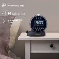 جهاز عرض منبه Fansbe Kids Alarm Clock Star Projector, Galaxy Projector Bedroom White Noise, Bluetooth Speaker Alarm Clock Bedroom Snooze Auto-Off Timer Remote Control 14 Soothing Sounds Black