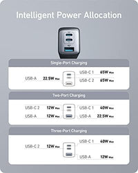 شاحنة انكر Anker USB C Charger, 735 Charger (Nano II 65W), iPad Charger, PPS 3-Port Fast Compact Foldable for MacBook Pro/Air, iPad Pro, Galaxy S23, Dell XPS 13, Note 20/10+, iPhone 14/Pro, Steam Deck, and More