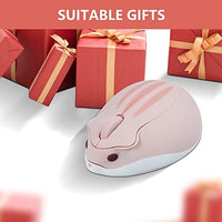 ماوس لاسلكي يعمل بالبلوتوث وردي على شكل الهامستر Wireless Mouse Bluetooth Mouse Pink Cute Cartoon Animal Hamster Shape Silent Small Cordless Mouse Portable 1200 DPI Mice for Computer/PC/Mac/Laptop/iPhone/Android/Chromebook/Tablet (No Receiver)