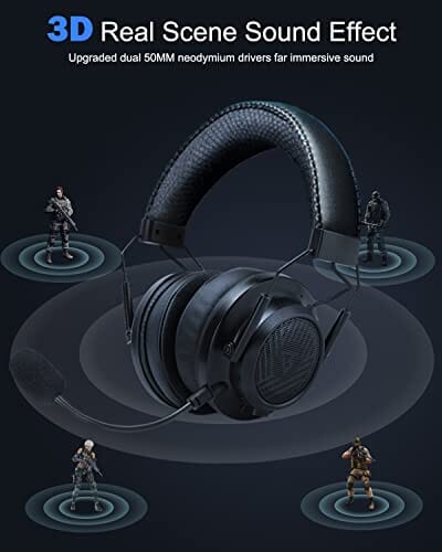 سماعة الألعاب اللاسلكية مع صوت مكاني ثلاثي الأبعاد Inwa Wireless Gaming Headset, Gaming Headphones with 3D Spatial Audio, 50MM Speaker, Protein Soft Earmuffs, Detachable Noise Cancelling Mic, for PS5/4 PC Phone Switch, Only Wired Mode for Xbox Series