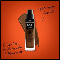 كريم الأساس تغطية كاملة 24 ساعة بلمسة نهائية غير لامعة - الجوز NYX PROFESSIONAL MAKEUP Can't Stop Won't Stop Foundation, 24h Full Coverage Matte Finish - Walnut