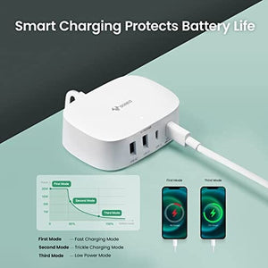 C شاحن سريع 30 واط مع منافذ من النوع GONEO USB C Charger 30W Fast Charging Station with Type C Ports USB C Charger Block 6ft Power Strip Wall Charger for Multiple Devices for iPhone 14, Galaxy, iPad, Tablets Smartphones