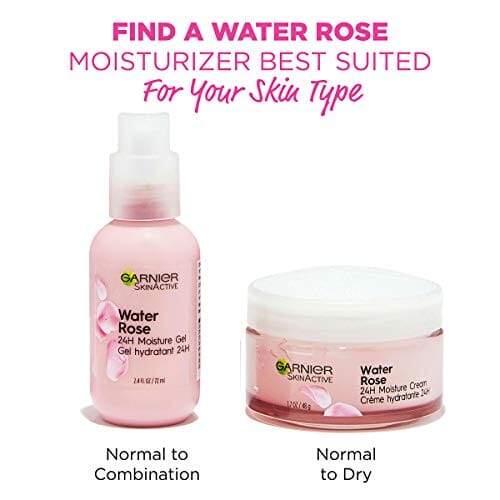 جل مرطب 24 ساعة مع ماء الورد وحمض الهيالورونيك Garnier SkinActive Water Rose 24H Moisture Gel with Rose Water and Hyaluronic Acid, Face Moisturizer for Normal to Combination Skin, 2.4 Fl Oz (72mL), 1 Count (Packaging May Vary)