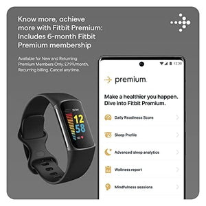 متتبع الصحة واللياقة البدنية Fitbit Charge 5 Advanced Health & Fitness Tracker with Built-in GPS, Stress Management Tools, Sleep Tracking, 24/7 Heart Rate and More, Black/Graphite, One Size (S &L Bands Included)