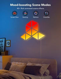اضاءة ثلاثية الاضلاع كوف Govee Triangle Light Panels, RGBIC Tri Lights, Glide Wall Light Decor, Multicolor Effects, Music Sync, DIY Design, Smart WiFi App Control, Works with Alexa & Google Assistant for Room, Gaming, 10 Pack