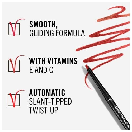 قلم تحديد الشفاه الأوتوماتيكي من ريميل لاستينج فينيش إكساجيريت Rimmel Lasting Finish Exaggerate Automatic Lip Liner - Rich, Smooth Formula for Long Lasting Lip Looks - 45 Epic Burgundy, .01oz