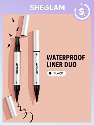 قلم تحديد العيون السائل الأسود SHEGLAM Black Liquid Eyeliner Pen with Wing Stamp Long Lasting Waterproof Eye Liner Makeup