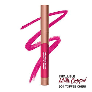 قلم تلوين الشفاه من لوريال باريس إنفاليبل غير لامع L'Oreal Paris Infallible Matte Lip Crayon, Toffee Cheri (Packaging May Vary)