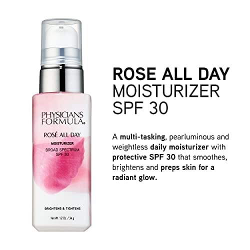 مرطب الوجه من فيزيشنز فورمولا روزيه طوال اليوم Physicians Formula Rosé All Day Face Moisturizer SPF 30, Broad Spectrum UVA/UVB, Clean Beauty, Oil-Free, Dermatologist Tested, Clinicially Tested