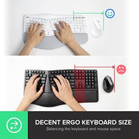 لوحة مفاتيح مريحة مطورة لاسلكية DeLUX Ergonomic Keyboard, Upgraded Wireless Ergo Split Keyboard with Backlit, 2.4G and Bluetooth, Scissor Switch and Palm Rest for Natural Typing, Compatible with Windows and Mac OS (GM902Pro-White)