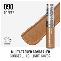 خافي عيوب متعدد المهام Rimmel London, Multi-Tasker Concealer, 090 Toffee, Crease-Proof, Transfer-Proof, Waterproof, Up To 24-Hour Wear, Vegan Formula, 0.33oz