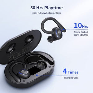 سماعات أذن لاسلكية تعمل بالبلوتوث Wireless Earbuds Bluetooth Headphones 50H Playtime Bluetooth 5.3 Digital LED Display Over-Ear Earphones with Earhook Sports Headphones IPX7 Waterproof Headsets with Mic Deep Bass for Running Workout