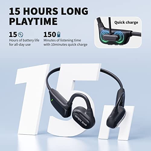 سماعات بلوتوث سماعات أذن مفتوحة CXK Bone Conduction Headphones Bluetooth Earbuds Open Ear Headphones Bluetooth 5.3 Earbuds with 15H Playtime IPX6 Waterproof Wireless Earbuds HD Sound Wireless Earphones