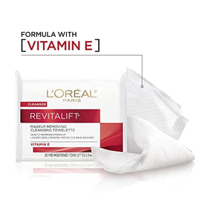 مناديل لوريال باريس رفيتالفت لإزالة المكياج وتنظيف الوجه L'Oréal Paris Revitalift Makeup Removing Facial Cleansing Towelettes with Vitamin E, 30 ct. (Pack of 2)