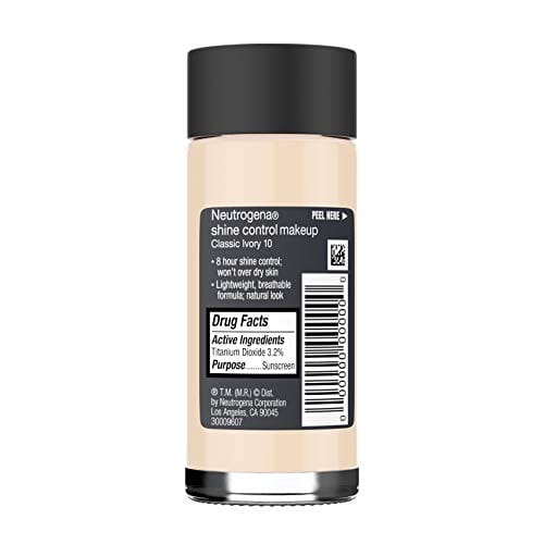 مكياج سائل نيوتروجينا للتحكم في اللمعان بعامل حماية من الشمس Neutrogena Shine Control Liquid Makeup SPF 20, Classic Ivory 10, 1 Ounce