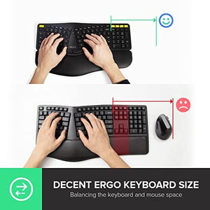 لوحة مفاتيح مريحة مطورة لاسلكية DeLUX Ergonomic Keyboard, Upgraded Wireless Ergo Split Keyboard with Backlit, 2.4G and Bluetooth, Scissor Switch and Palm Rest for Natural Typing, Compatible with Windows and Mac OS (GM902Pro-Black)