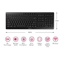 لوحة مفاتيح لاسلكية مزودة بآلية مقص Cherry Stream Wireless Keyboard with SX Scissors Mechanism, Slim Yet Full Size QWERTY Ergo Friendly with Number Pad, Thin Design with Quiet keystroke for use at Home Office or Work. Black