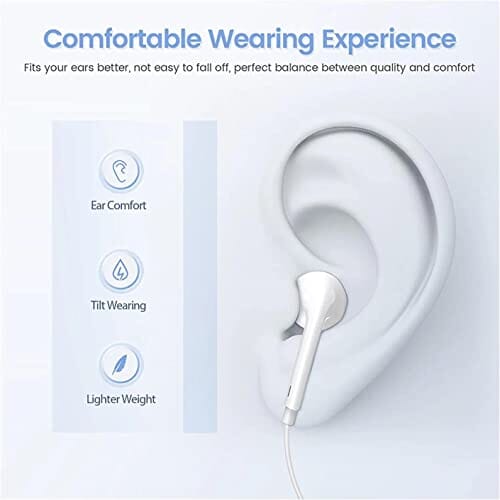 سماعات أذن سلكية 2 Packs-Apple Earbuds for iPhone Headphones Wired Earphones [Apple MFi Certified](Built-in Microphone & Volume Control) Noise Isolating Headsets for iPhone 13/12/11/XR/XS/X/8/Support All iOS System