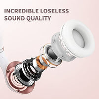 سماعات بلوتوث لاسلكية Uliptz Wireless Bluetooth Headphones, 65H Playtime, 6EQ Sound Modes, HiFi Stereo Over Ear Headphones with Microphone, Foldable Bluetooth 5.3 Headphones for Travel/Office/Cellphone/PC (Rose Gold)