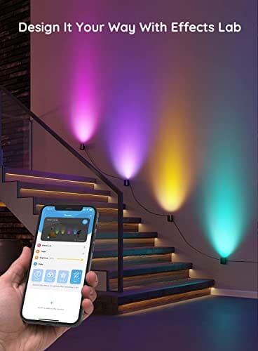 شمعدان حائط ذكي واي فاي كوف Govee RGBIC Smart Wall Sconces, Music Sync Home Decor WiFi Wall Lights Work with Alexa, Multicolor Wall Led Light for Party and Decor, 30+ Dynamic Scene Indoor Light Fixture for Living Room, Bedroom