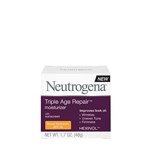 مرطب الوجه اليومي المضاد للشيخوخة من نيوتروجينا Neutrogena Triple Age Repair Anti-Aging Daily Facial Moisturizer with SPF 25 Sunscreen & Vitamin C, Firming Anti-Wrinkle Face & Neck Cream for Dark Spots, Glycerin & Shea Butter, 1.7 oz