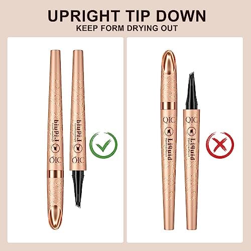 قلم حواجب مقاوم للماء HIJJPS Eyebrow Pencil, Waterproof Eyebrow Pen, 4 Tip Microblade Eyebrow Pen, Smudge-Proof Brow Pencil Long-Lasting, Natural Eye Brow Pencils for Women, Eyebrow Pencil Light Brown