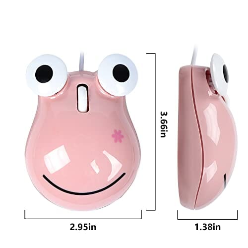 ماوس سلكي لطيف على شكل ضفدع OTYSRH Wired Mouse Cute Animal Cartoon Pink Frog Shaped Mouse Small USB Corded Optical Mouse 1600 DPI Portable Travel Mini Mice for Computer/PC/Laptop/Tablet/Mac for Kids/Girls/Adults