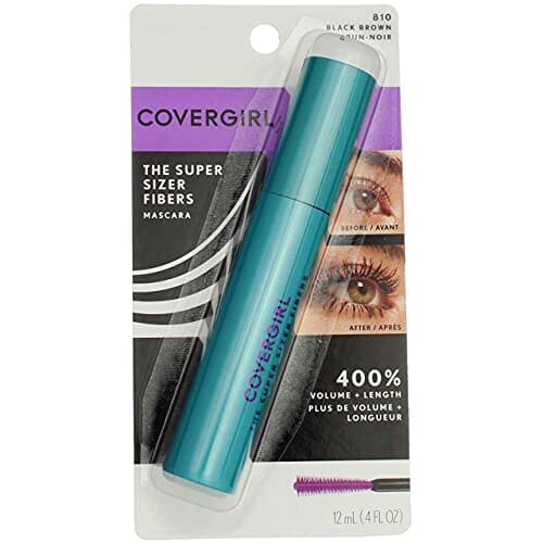 ماسكارا الألياف فائقة الحجم باللون الأسود والبني .35 فلوريدا COVERGIRL The Super Sizer Fibers Mascara Black Brown .35 fl. oz. (Pack of 4)