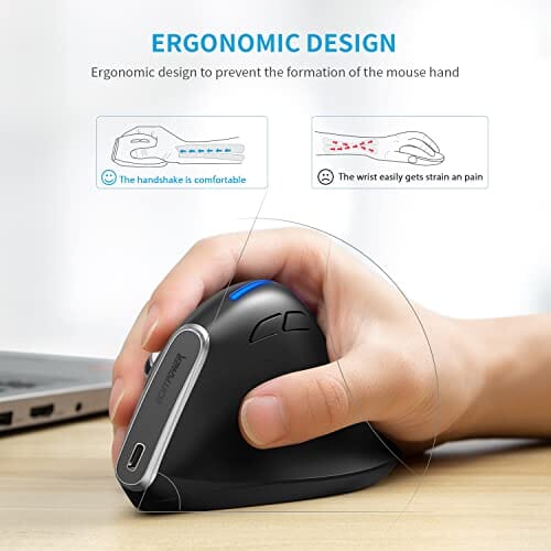 ECHTPower Mouse Portatile, Mouse Verticale, Mouse Wireless, Design  Ergonomico, DPI Regolabili, 6 Pulsanti - Protegge Il Braccio Nero :  .it: Informatica