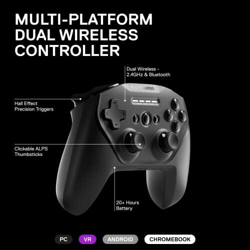 وحدة تحكم الألعاب اللاسلكية SteelSeries Stratus Duo Wireless Gaming Controller – Compatible with Android, Windows, VR, and Chromebooks – Dual-Wireless Connectivity – High-Performance Materials – Supports Fortnite Mobile