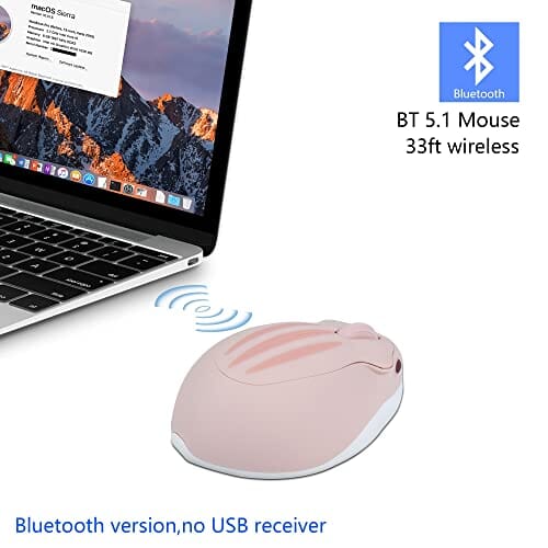 ماوس لاسلكي يعمل بالبلوتوث وردي على شكل الهامستر Wireless Mouse Bluetooth Mouse Pink Cute Cartoon Animal Hamster Shape Silent Small Cordless Mouse Portable 1200 DPI Mice for Computer/PC/Mac/Laptop/iPhone/Android/Chromebook/Tablet (No Receiver)