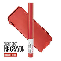 احمر الشفاه مايبيلين سوبر ستاي انك كرايون ماتي طويل الثبات مع مبراة مدمجة Maybelline SuperStay Ink Crayon Matte Longwear Lipstick With Built-in Sharpener, Laugh Louder, 0.04 Ounce