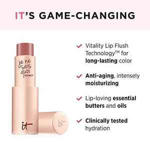 بلسم الشفاه المضاد للشيخوخة - يتفاعل مع شفتيك ليخلق لونًا مخصصًا IT Cosmetics Je Ne Sais Quoi Lip Treatment - Anti-Aging Lip Balm - Reacts with Your Lips to Create a Customized Color - With Essential Oils & Antioxidants - 0.11 oz (Honey)