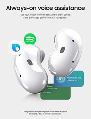 سماعات سامسونغ بادز لايف ترو لاسلكية SAMSUNG Galaxy Buds Live True Wireless Bluetooth Earbuds w/ Active Noise Cancelling, Charging Case, AKG Tuned 12mm Speaker, Long Battery Life, US Version, Mystic White