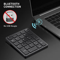 havit Bluetooth Number Pad Wireless Numeric keypad 26 Keys Portable Mini Financial Accounting Rechargeable Numeric Pad for Laptop Desktop, PC, Surface Pro,Notebook (Black)