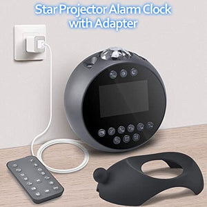 جهاز عرض منبه Fansbe Kids Alarm Clock Star Projector, Galaxy Projector Bedroom White Noise, Bluetooth Speaker Alarm Clock Bedroom Snooze Auto-Off Timer Remote Control 14 Soothing Sounds Black