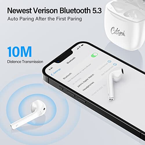 سماعات أذن لاسلكية تعمل بتقنية البلوتوث Cotogni Wireless Earbuds Bluetooth 5.3 True Wireless Earbuds in Ear Headphones 40Hrs Playtime Stereo Sound with Microphone & Led Charging Case for iPhone Android Pods