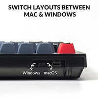 لوحة مفاتيح ميكانيكية مخصصة سلكيةKeychron V1 Wired Custom Mechanical Keyboard, 75% Layout QMK/VIA Programmable Macro with Hot-swappable Keychron K Pro Red Switch Compatible with Mac Windows Linux (Frosted Black - Translucent)