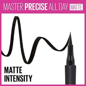 ايلانير مايبيلين Maybelline New York Eyestudio Master Precise All Day Waterproof Liquid Eyeliner Makeup, Matte Black, 1 Count