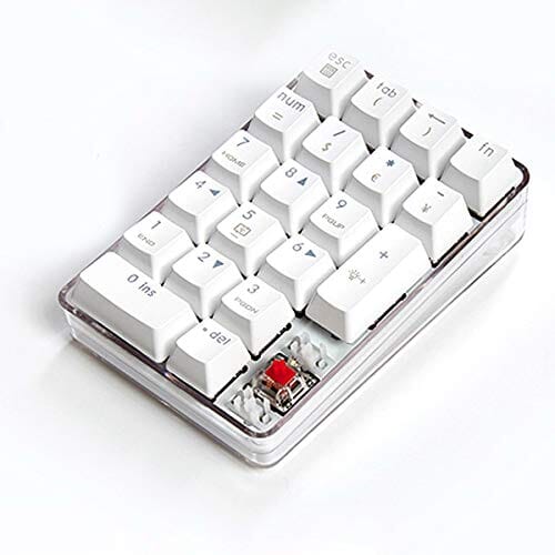 لوحة مفاتيح رقمية ميكانيكية  Mechanical Numeric Keypad GATERON Red Switch Wired Gaming Keypad Crystal Case White Backlit 21 Keys Mini Numpad Portable Keypad Extended Layout White Magicforce by Qisan