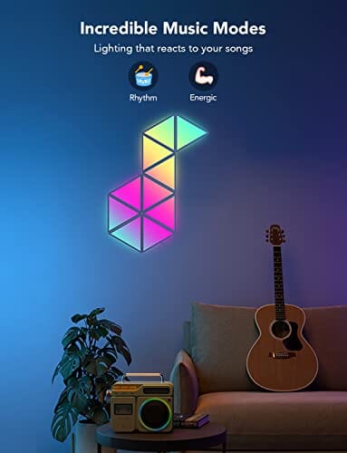 اضاءة ثلاثية الاضلاع كوف Govee Triangle Light Panels, RGBIC Tri Lights, Glide Wall Light Decor, Multicolor Effects, Music Sync, DIY Design, Smart WiFi App Control, Works with Alexa & Google Assistant for Room, Gaming, 10 Pack
