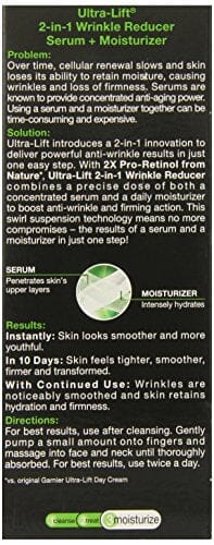 مرطب ومصل مضاد للشيخوخة من غارنييه سكين أكتيف الترا ليفت أبيض Garnier SkinActive Ultra-Lift Anti-Aging Moisturizer & Serum, 1.7 Ounce, White, 2 Count