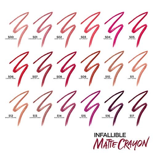 قلم تلوين الشفاه من لوريال باريس إنفاليبل غير لامع L'Oreal Paris Infallible Matte Lip Crayon, Toffee Cheri (Packaging May Vary)