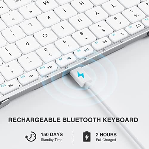 لوحة مفاتيح لاسلكية محمولة قابلة للطي Foldable Bluetooth Keyboard, ProtoArc XK01 Folding Wireless Portable Keyboard with Number Pad, Full-Size Travel Keyboard for Windows iOS Android Tablet PC Smartphone, Sync Up to 3 Device, White Silver