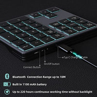 لوحة مفاتيح رقمية بإضاءة خلفية بتقنية البلوتوث Doohoeek Backlit Bluetooth Numeric Keypad for Laptops and Computers, Number Pads 34 Keys with 7-Color Backlight for MacBook & Windows, Gray