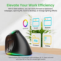 ماوس مريح عمودي لاسلكي قابل لإعادة الشحن IFYOO 2.4G and BT 5.1 Dual Mode RGB Rechargeable Wireless Vertical Ergonomic Mouse, 5 Side Buttons, Max 4000 DPI, for PC Computer Notebook Laptop, for Windows 11 10, Mac iPad OS, Android - Black