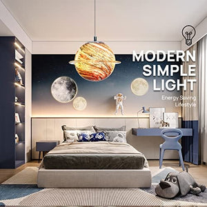 مصباح معلق على شكل كوكب زجاجي Cxjlllqly Modern Mini Pendant Lighting 1 Light Globe Hanging Light Fixture Glass Planet Shape Pendant Lamp for Bedroom Living Room Kitchen Island