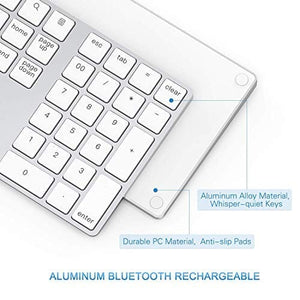 لوحة أرقام بلوتوث من ليكفي قابلة لإعادة الشحن Lekvey Bluetooth Number Pad, Aluminum Rechargeable Wireless Numeric Keypad Slim 34-Keys External Numpad Keyboard Data Entry for Laptop, MacBook, MacBook Air/Pro, iMac, Windows, Surface Pro - Silver