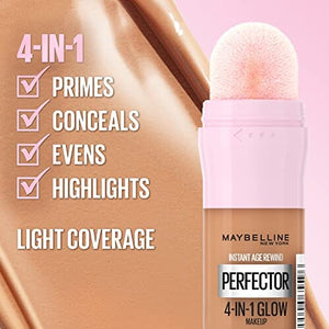 مكياج ميبيلين نيويورك إنستانت إيج ريويند 4 في 1 جلو متوسط / عميق دافئ Maybelline New York Instant Age Rewind Instant Perfector 4-In-1 Glow Makeup, Medium/Deep Warm